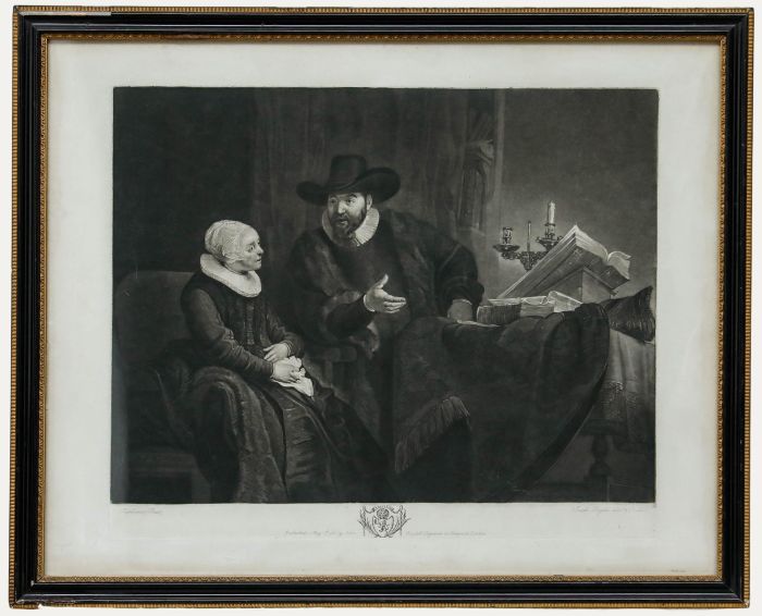 Josiah Boydell after Rembrandt - 1781 Mezzotint, The Preacher and his Wife