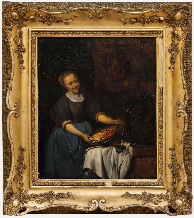 After Gabriel Metsu (1629-1667) - Framed 19th Century Oil, The Cook