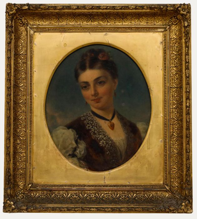 Arthur Miles (act.c.1851-1880) - Framed 1878 Oil, Portrait of a Lady