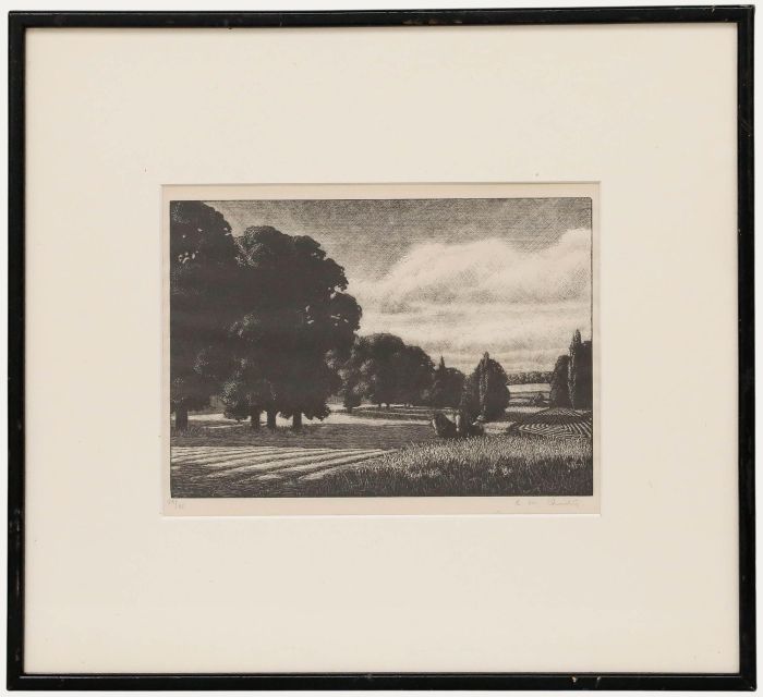 Beatrice Mary Christy - Mid 20th Century Wood Engraving, Cutting Fields of Grain
