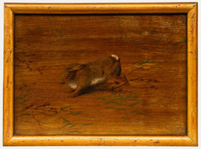 Folk Art 19th Century Oil - The Rabbit