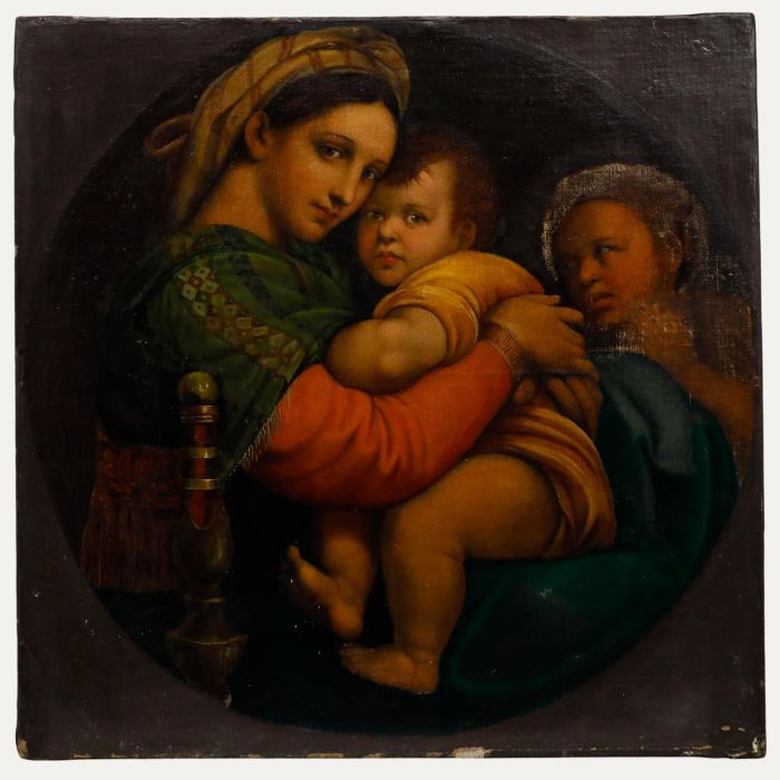 After Raphael - Italian School 19th Century Oil, Madonna della Sedia