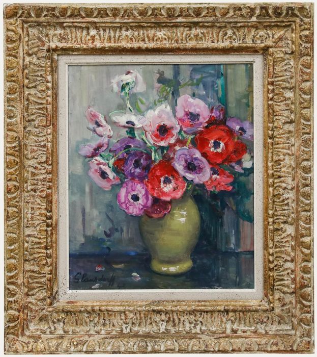 Hubert Glansdorff (1877-1963) - Framed 1942 Gouache, Flowering Anemones