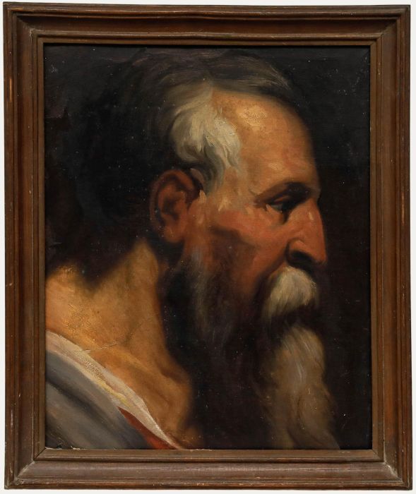 Attrib. Félix Caullet (1827-1865)-Mid 20th Century Oil, Profile of a Bearded Man