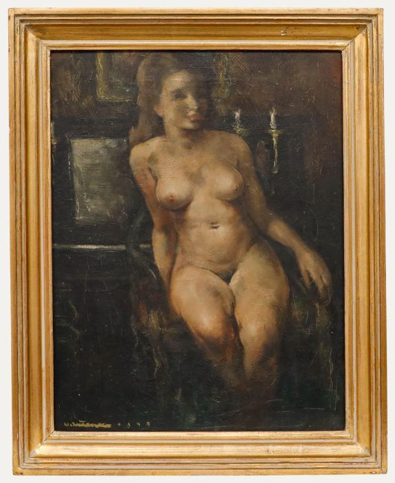 Framed 1945 Oil - Nude Joanna