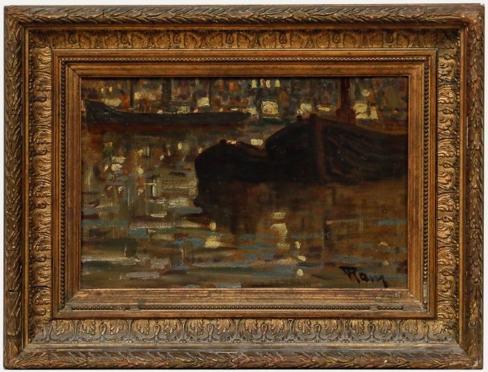 Mid 20th Century Oil - Reflections on the Water