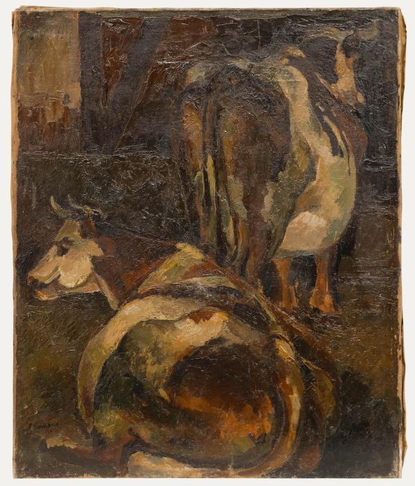 Eugène Corneau (1894-1976) - French School Early 20th Century Oil, Two Cows