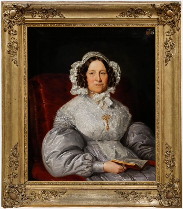 Biedermeier School Early 19th Century Oil - Portrait of a Noble Lady