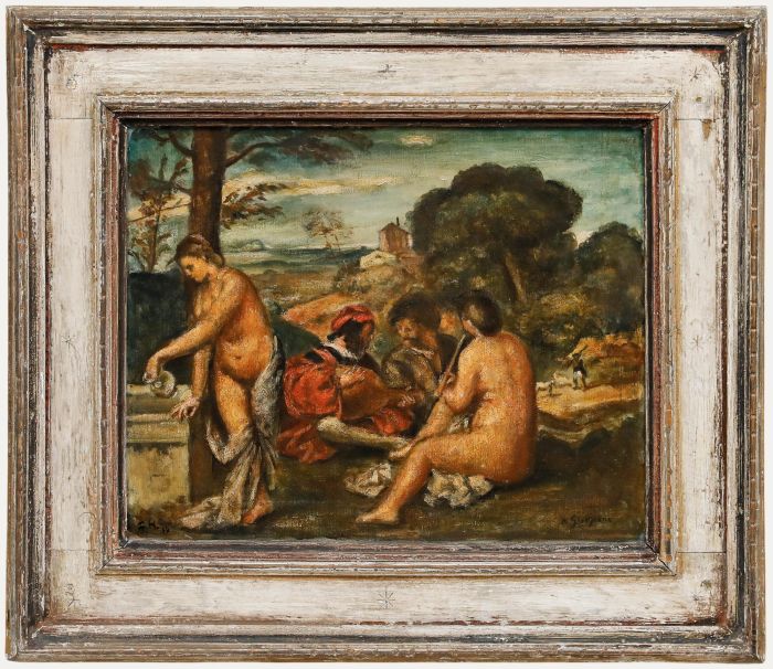 After Titian (1485-1576) - Framed 1936 Oil, The Pastoral Concert