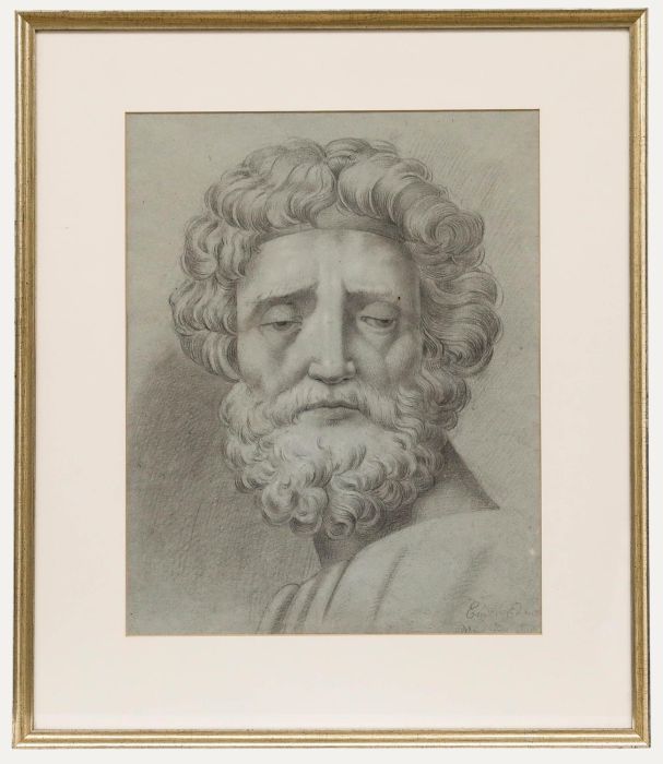 Eduard Ender (1822-1883) - c.1830 Graphite Drawing, Classical Head Study