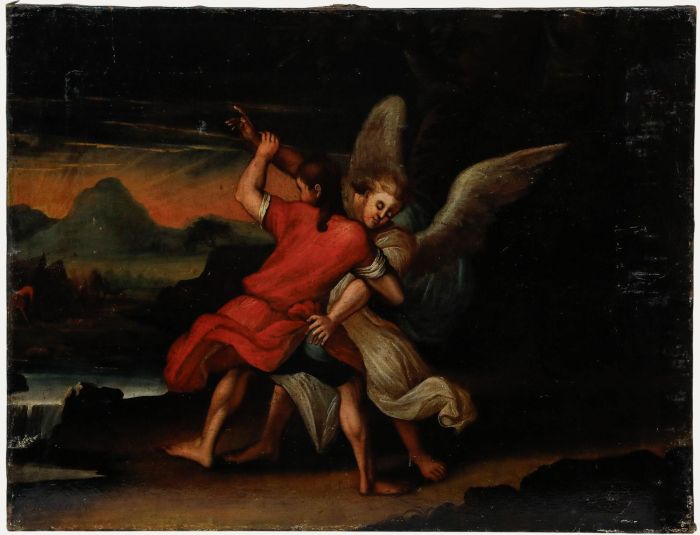 Johann Glocker (1690-1763) - 18th Century Oil, Jacob and the Angel