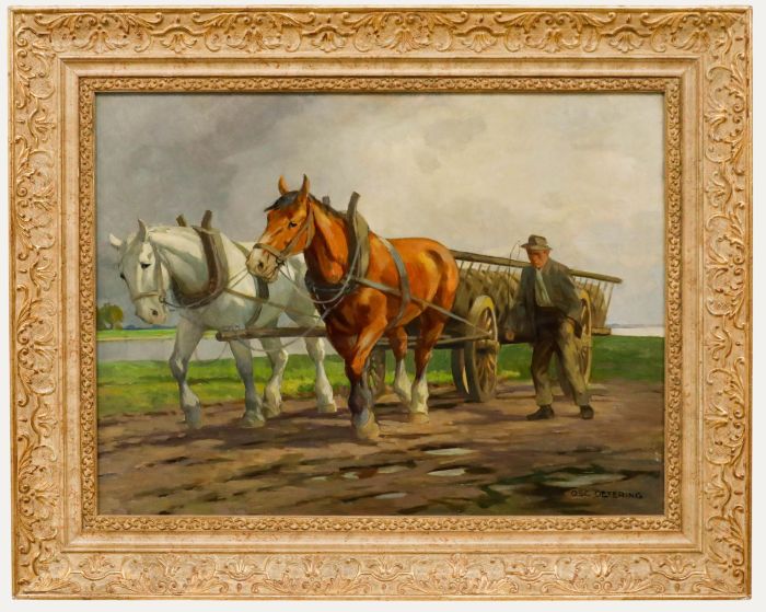 Oscar Detering (1872-1943) - Framed Mid 20th Century Oil, The Banks of the Rhine