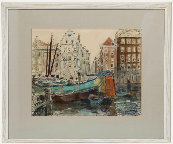 Sam van Beek (1878-1957) - Mixed Media, View Towards the Guldehandsteeg