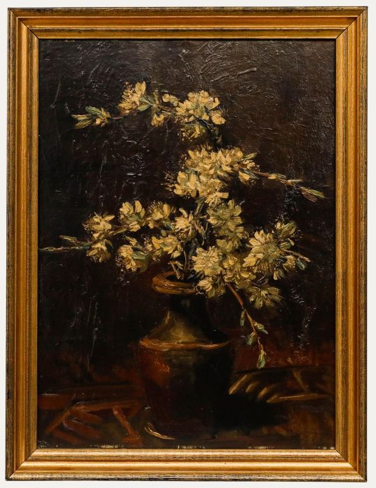 Theo Goedvriend (1879-1969) - Framed Oil, Still Life of Cherry Blossom