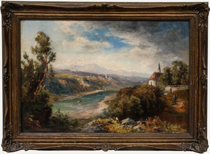 Framed 19th Century Oil - View Across the Valley