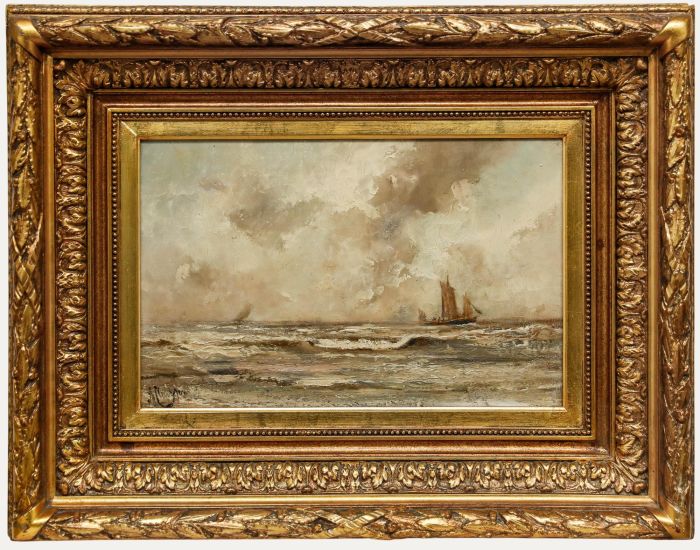 A. Claessen - Framed Late 19th Century Oil, Fishing at Sea