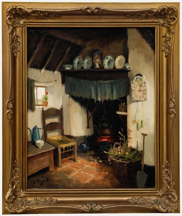 Arie J. Zwart (1903-1981) - Framed Mid 20th Century Oil, Old Brabant Interior
