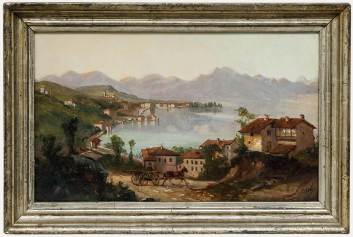 Attrib. Justine Seitz-Zeller (b.1856) - Oil, View of a Lake in Switzerland