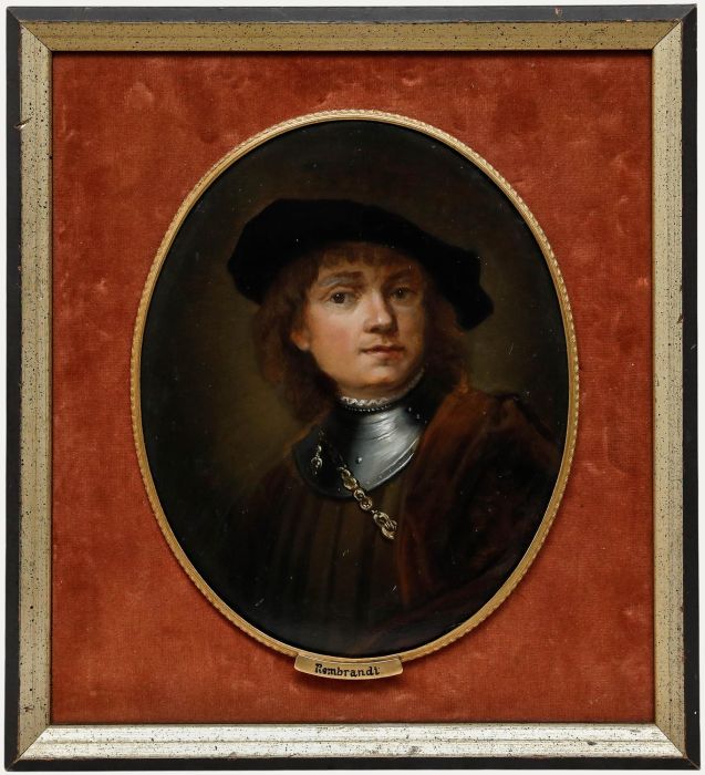 19th Century Oil - Young Man with Gorget and Beret