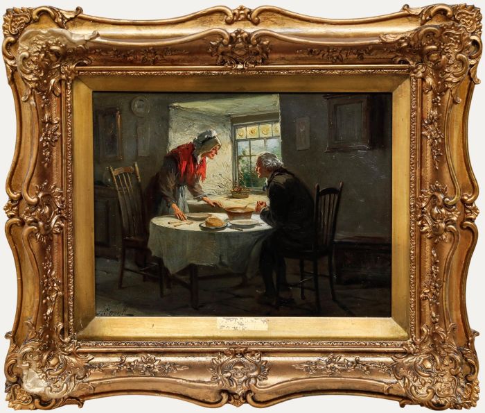 Alexander Rosell (1859-1922) - English School Oil, At the Dinner Table