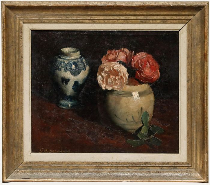 Georges Hogerwaard (1878-1939) - Framed Oil, Flowers in a Ginger Jar