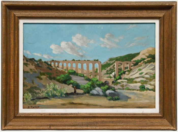 J. Tanot - Framed Early 20th Century Oil, View of an Aqueduct