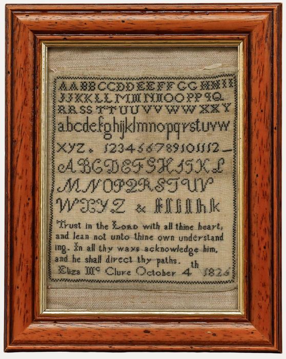 Eliza McClure - 1826 Embroidery, Alphabet Sampler