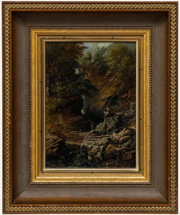 Louise Mennel - Framed 1881 Oil, Waterfall in the Primau