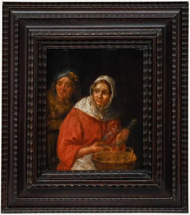 Dutch School 18th Century Oil - Girl in a Red Cape