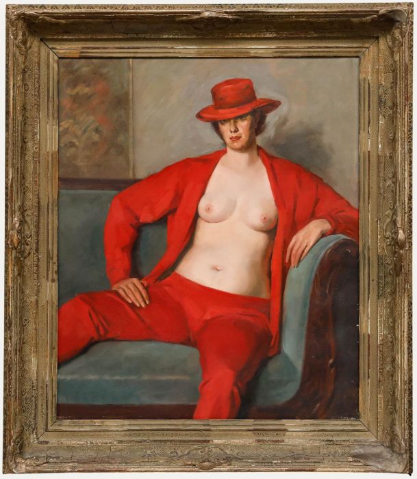 Attrib. Robert Van Cauwenberghe (1905-1985) - Framed Oil, The Red Ensemble