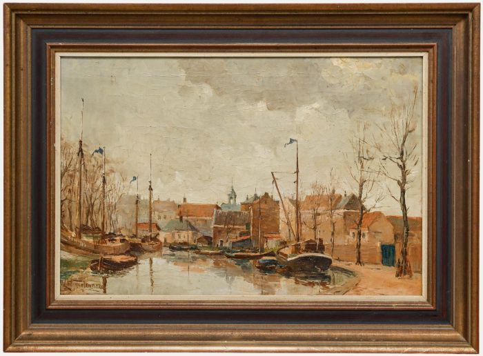 Willem Horselenberg (1881-1961) - Early 20th Century Oil, Walking by the Harbour