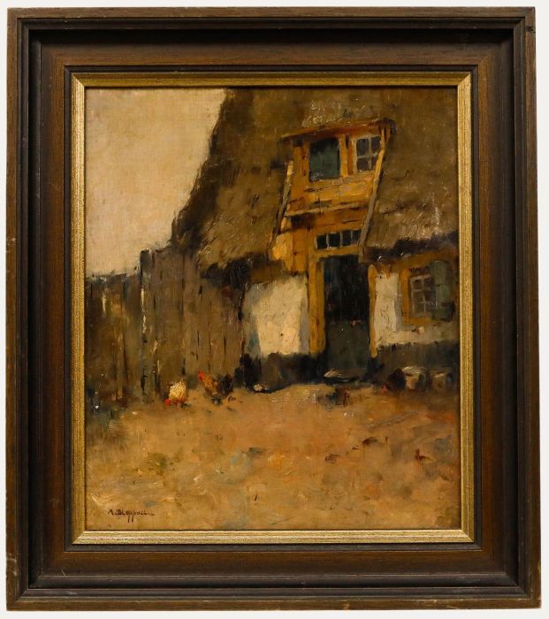 Anthony Bram van Bloppoel (1879-1971) - Oil, Chickens in a Farmyard