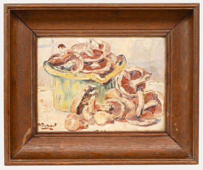 Framed Mid 20th Century Oil - Still Life of Mushrooms