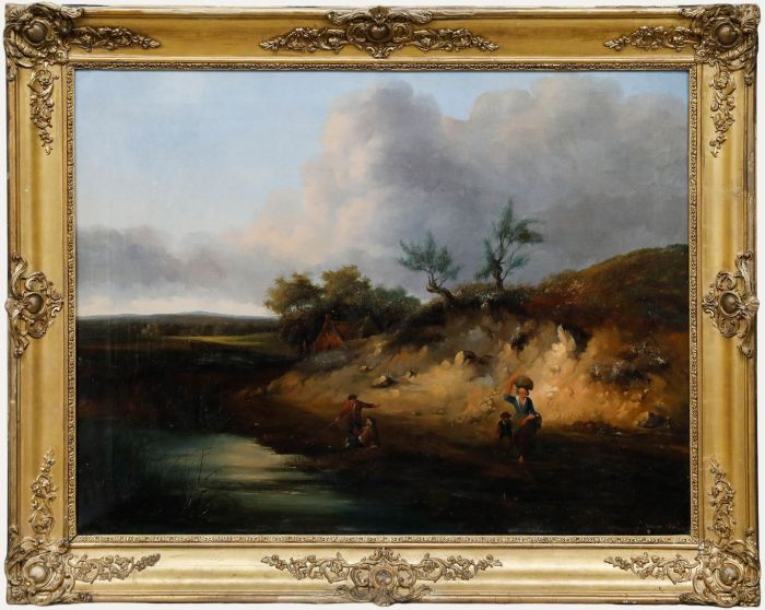 François Etienne Musin (1820-1888) - Framed Oil, Idle on the Riverbank