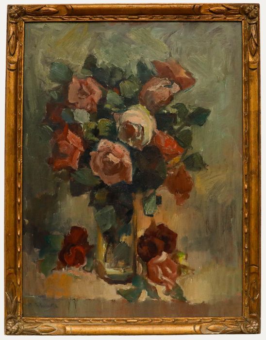 Framed Mid 20th Century Oil - Still Life of Roses