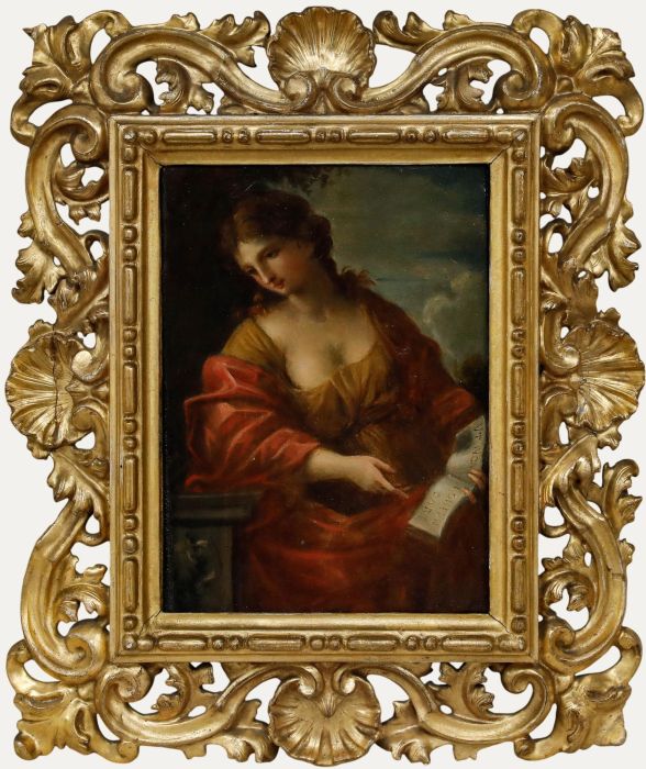 After Giovanni Francesco Romanelli - Framed 19th Century Oil, The Cumean Sybil