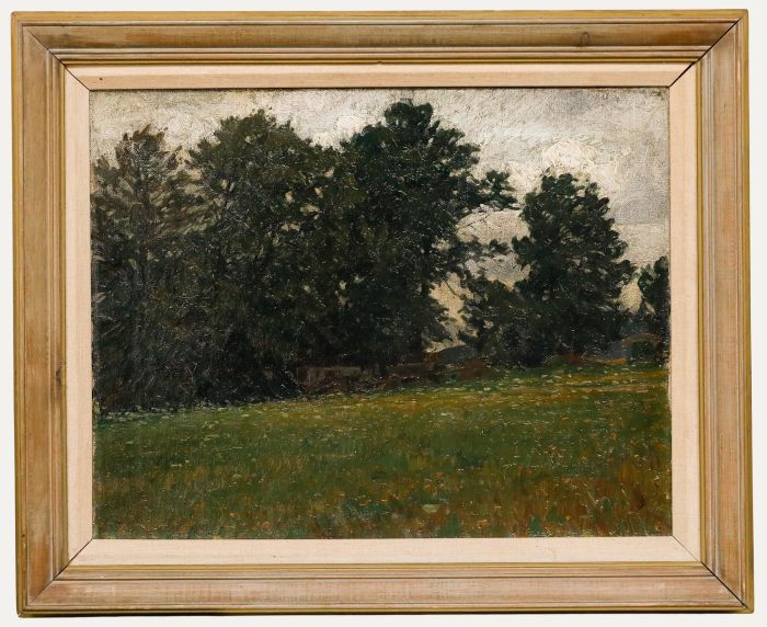 Framed Early 20th Century Oil - Edge Of The Field