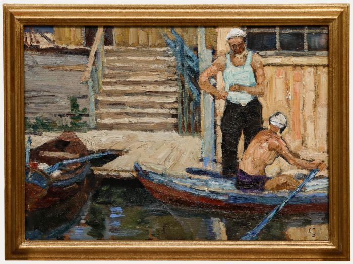 Vladimir Trofimovich Skriabin (1927-1989) - Framed 20th Century Oil, At the Pier