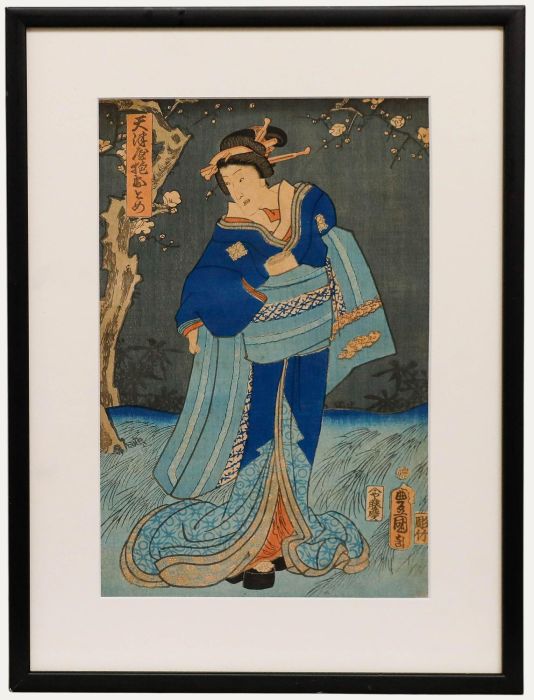 Utagawa Kunisada I - Mid 19th Century Japanese Woodblock, Beneath the Blossom