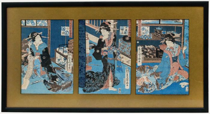 Utagawa Yoshiharu - Japanese Woodblock, Fukagawa Karitaku Zensei Soroe