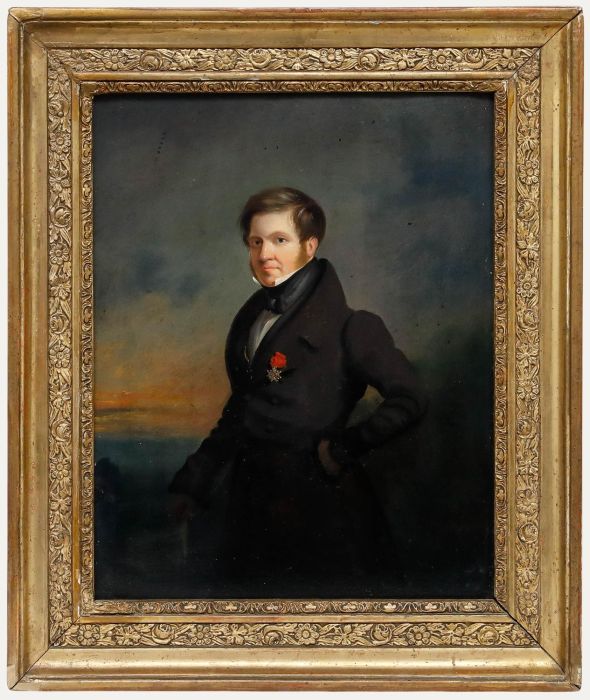 Romantic 19th Century Oil - French Gentlemen with Legion of Honour