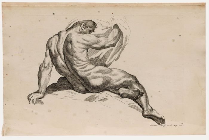 Jeremias Wolff (1667-1724) - 18th Century Engraving, Academic Figure Study 10.