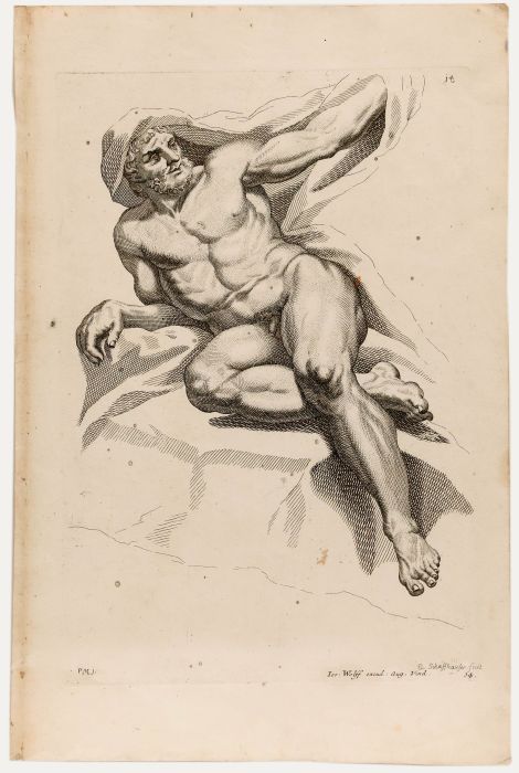Jeremias Wolff (1667-1724) - 18th Century Engraving, Academic Figure Study 14.
