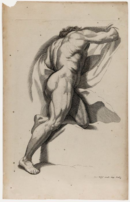 Jeremias Wolff (1667-1724) - 18th Century Engraving, Academic Figure Study 6.