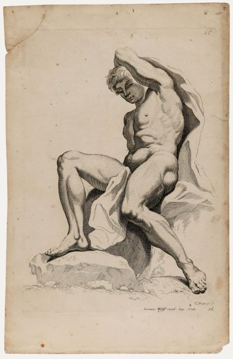 Jeremias Wolff (1667-1724) - 18th Century Engraving, Academic Figure Study 16.