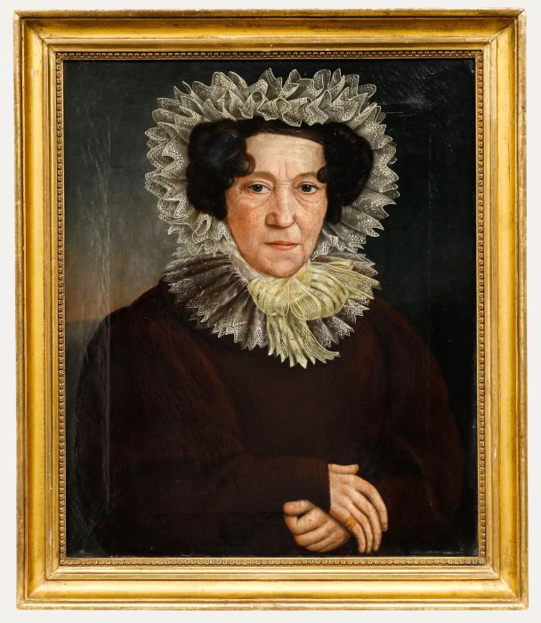 German School Framed 1835 Oil - Portrait of Margaretha Brenning