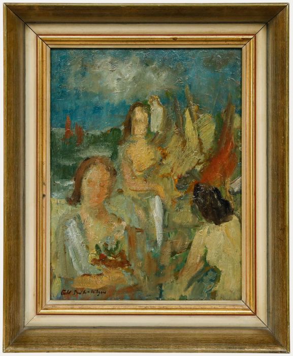 Tedd Derichs-Hilgers (b.1904)- Framed Early 20th Century Oil, Women at the Beach