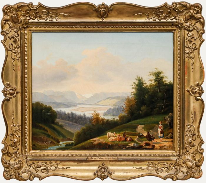 Franz Röder (1819-1872) - Framed 1850 Oil, High in the Hills