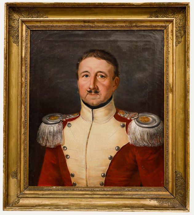 Jean-Meno Haas (1786-1857) - 1839 Oil, Portrait of an Officer