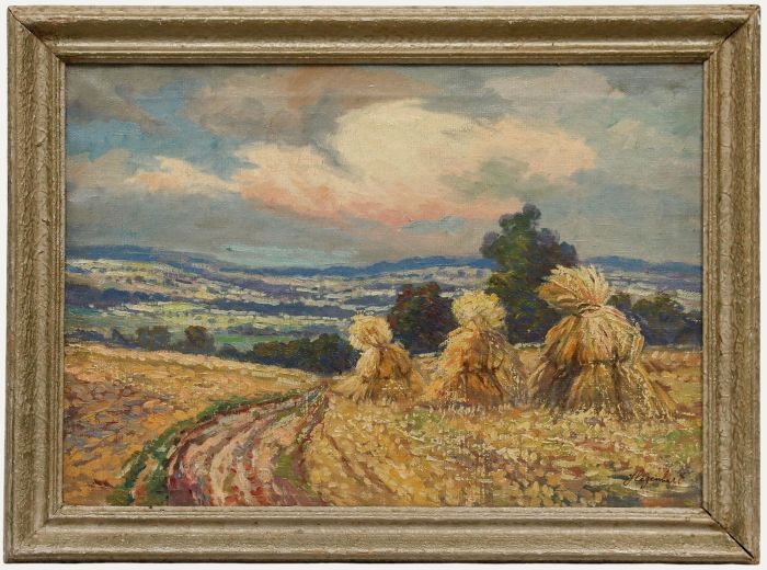 Fritz Hegenbart (1864-1943) - Early 20th Century Oil, Haystack in the Hills